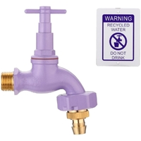 15mm MI RECYCLED WATER V/PROOF HOSE COCK SET (1/2" MI) LILAC