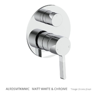 Adero Rotary Diverter Wall Mixer Matt White &amp; Chrome Trim Kit