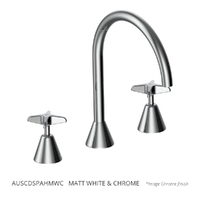 Aurora Star Hob Spa Set - 3/4 Turn Ceramic Matt White &amp; Chrome