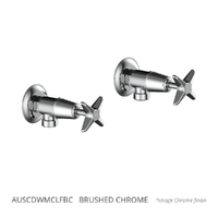 Aurora Star Washing Machine Cocks - Pair - 3/4 Turn Ceramic Brushed Chrome