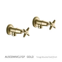Aurora Star Washing Machine Cocks - Pair - 3/4 Turn Ceramic Gold