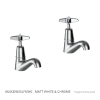 Aurora Star Wall Sink/Laundry Set - 4 Star - 3/4 Turn Ceramic Matt White &amp; Chrome (Lf)
