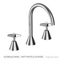 Aurora Star Vanitee Sink Set - 4 Star - Jumper Valve Matt White &amp; Chrome (Lf)