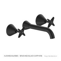Aurora Star Wall Basin Set - 6 Star - Jumper Valve Brushed Black Sapphire (Lf)