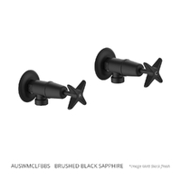 Aurora Star Washing Machine Cocks - Pair - Jumper Valve Brushed Black Sapphire