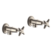 Aurora Star Washing Machine Cocks - Pair - Jumper Valve Brushed Nickel