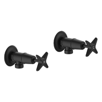 Aurora Star Washing Machine Cocks - Pair - Jumper Valve Matt Black
