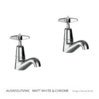 Aurora Star Wall Sink/Laundry Set - 4 Star - Jumper Valve Matt White &amp; Chrome (Lf)