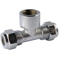 15C X 15C X 15FI Chrome Tee Double Union Nylon Compression Brass
