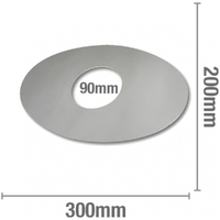 Shower Mixer Replacement Cover Plate 300mm x 200mm x 1mm  90mm I.D. (elliptical) Metal Chrome Plated