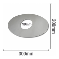 Shower Mixer Replacement Cover Plate 300mm x 200mm x 1mm  90mm I.D. (elliptical) Metal Chrome Plated