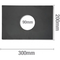 Shower Mixer Replacement Cover Plate 300mm x 200mm x 1mm  90mm I.D. (Rectangle) Metal Black