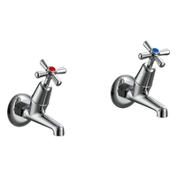 Easy Clean Cross Deluxe Bib Cock - Male - 4 Star
 Jumper Valve - Chrome (Lf)