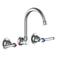 Easy Clean Lever Wall Sink Set - 4 Star 1/4 Turn - Chrome (Lf)