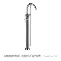 Evolve Gooseneck Floor Mount Bath Filler With Hand Shower Brushed Chrome