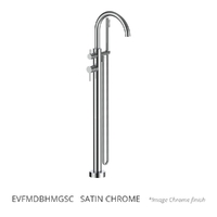 Evolve Gooseneck Floor Mount Bath Filler With Hand Shower Satin Chrome