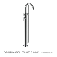 Evolve Gooseneck Floor Mount Bath Filler With Hand Shower Brushed Chrome Trim Kit