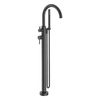 Evolve Gooseneck Floor Mount Bath Filler With Hand Shower Gunmetal Trim Kit