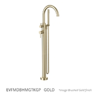 Evolve Gooseneck Floor Mount Bath Filler With Hand Shower Gold Trim Kit