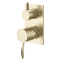 Evolve Rotary Diverter Wall Mixer - Solid Rectangular Plate Brushed Gold