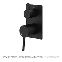 Evolve Rotary Diverter Wall Mixer - Solid Rectangular Plate Brushed Black Sapphire Trim Kit