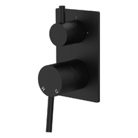 Evolve Rotary Diverter Wall Mixer - Solid Rectangular Plate Matt Black Trim Kit