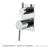Evolve Rotary Diverter Wall Mixer - Solid Rectangular Plate  White &amp; Chrome