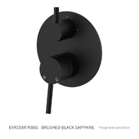 Evolve Rotary Diverter Wall Mixer - Solid Round Plate Brushed Black Sapphire Trim Kit