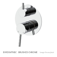 Evolve Rotary Diverter Wall Mixer - Solid Round Plate Brushed Chrome Trim Kit