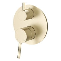 Evolve Rotary Diverter Wall Mixer - Solid Round Plate Brushed Gold Trim Kit