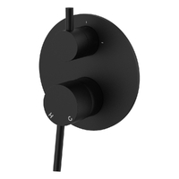 Evolve Rotary Diverter Wall Mixer - Solid Round Plate Matt Black Trim Kit