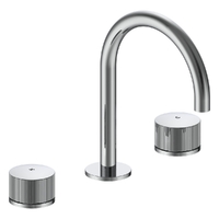 Flute Hob Basin Set With Gooseneck Spout - 1/4 Turn Ceramic - 6 Star - Chrome (Lf)