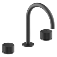Flute Hob Basin Set With Gooseneck Spout - 1/4 Turn Ceramic - 6 Star - Gunmetal (Lf)