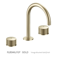 Flute Hob Basin Set With Gooseneck Spout - 1/4 Turn Ceramic - 6 Star - Gold (Lf)