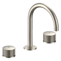 Flute Hob Basin Set With Gooseneck Spout - 1/4 Turn Ceramic - 4 Star - Brushed Nickel (Lf)