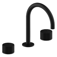 Flute Hob Basin Set With Gooseneck Spout - 1/4 Turn Ceramic - 4 Star - Matt Black (Lf)