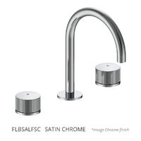 Flute Hob Basin Set With Gooseneck Spout - 1/4 Turn Ceramic - 4 Star - Satin Chrome (Lf)