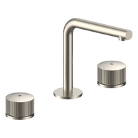 Flute Hob Basin Set With Right Angle Spout - 1/4 Turn Ceramic - 6 Star - Brushed Nickel (Lf)