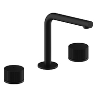Flute Hob Basin Set With Right Angle Spout - 1/4 Turn Ceramic - 6 Star - Matt Black (Lf)