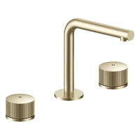 Flute Hob Basin Set With Right Angle Spout - 1/4 Turn Ceramic - 4 Star - Brushed Gold (Lf)
