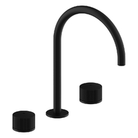 Hob Sink Set With Gooseneck Spout To Suit S/Steel Sink - 1/4 Turn Ceramic - 4 Star - Matt Black (Lf)
