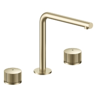 Hob Sink Set With Right Angle Spout To Suit Stone Bench - 1/4 Turn Ceramic - 4 Star - Brushed Gold (Lf)