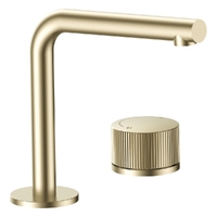 Flute Progressive Hob Basin Set - Right Angle Spout - 4 Star - Brushed Gold (Lf)