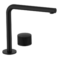 Flute Progressive Hob Sink Set - Right Angle Spout - 4 Star - Matt Black (Lf)