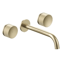 Flute Wall Basin Set - 1/4 Turn Ceramic - 4 Star - Brushed Gold (Lf)