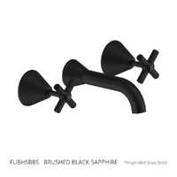 Fusion Cross Bath Set - Jumper Valve Brushed Black Sapphire