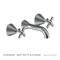 Fusion Cross Bath Set - Jumper Valve Matt White &amp; Chrome