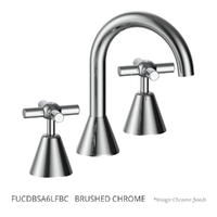Fusion Cross Basin Set - Fixed Spout - 6 Star - 3/4 Turn Ceramic Brushed Chrome (Lf)