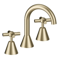 Fusion Cross Basin Set - Fixed Spout - 6 Star - 3/4 Turn Ceramic Brushed Gold (Lf)