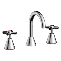 Fusion Care Cross Swivel Basin Set - Red/Blue Rings And Decals - 3/4 Turn 4 Star - Chrome (Lf)